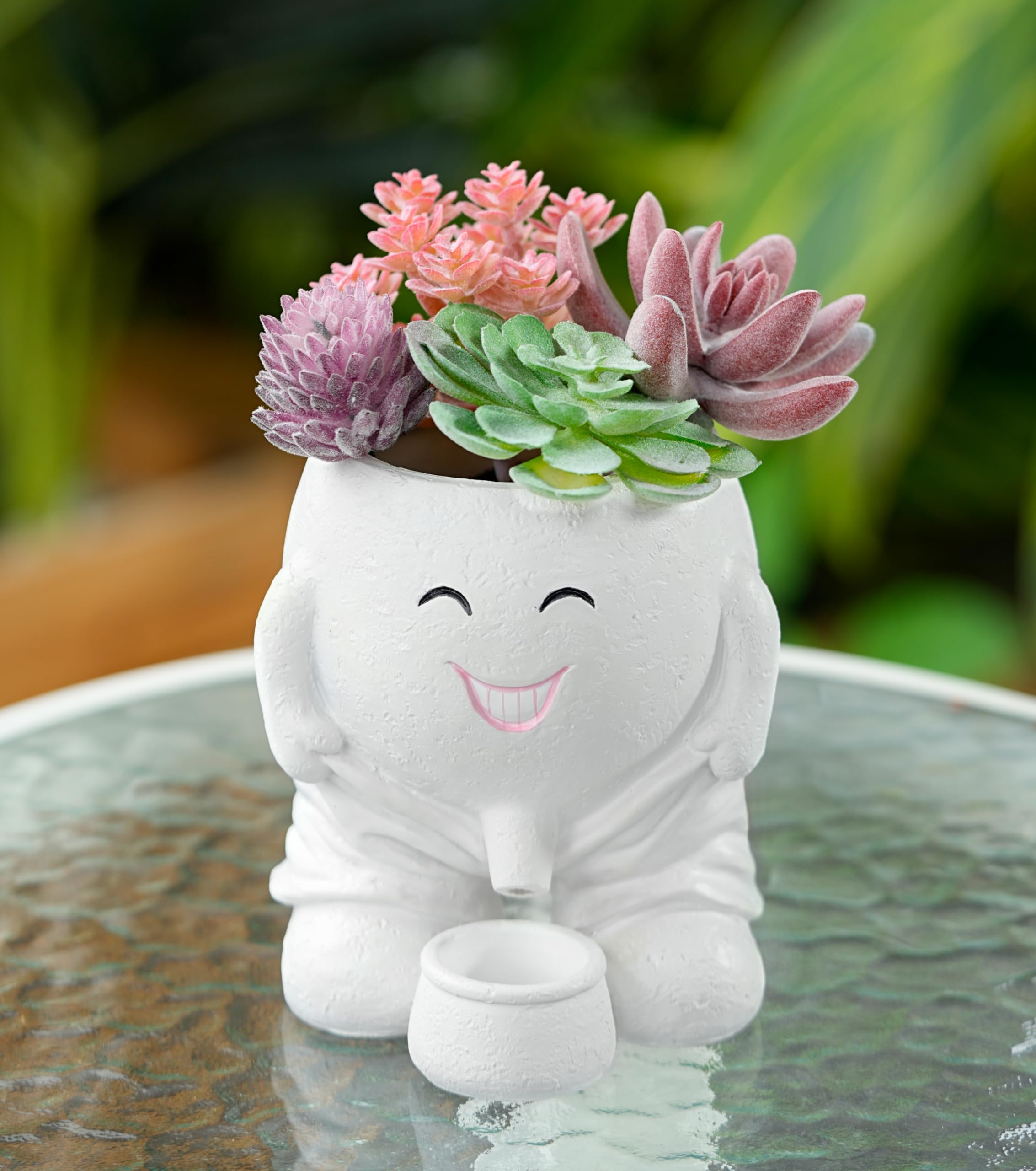 RZOIKZOI Quirky Cute Planter with Smiley Face,Pee Plant Pot